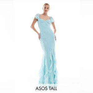 ASOS DESIGN Tall flutter sleeve maxi dress with ruffles